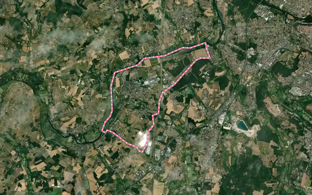 Vue satellite de Nersac avec ses contours administratifs