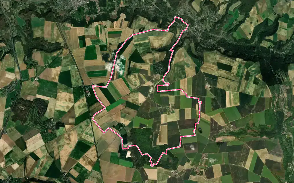 Vue satellite de Néry avec ses contours administratifs