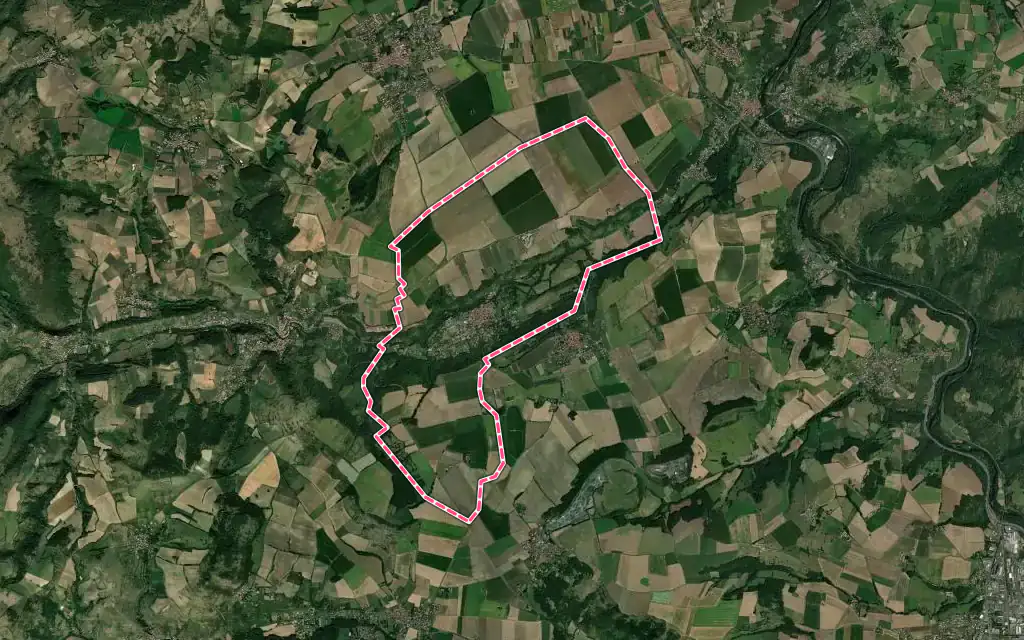 Vue satellite de Neschers avec ses contours administratifs