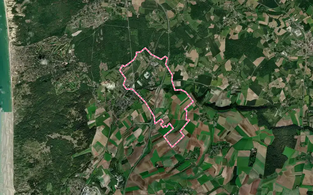Vue satellite de Nesles avec ses contours administratifs