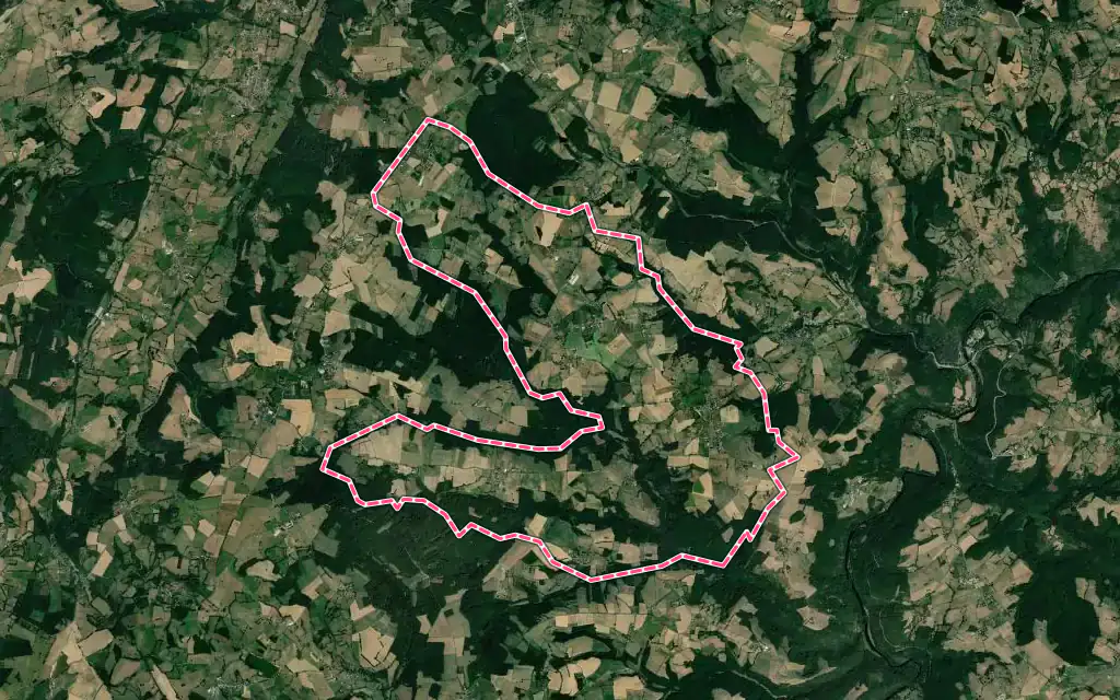 Vue satellite de Neuf-Église avec ses contours administratifs