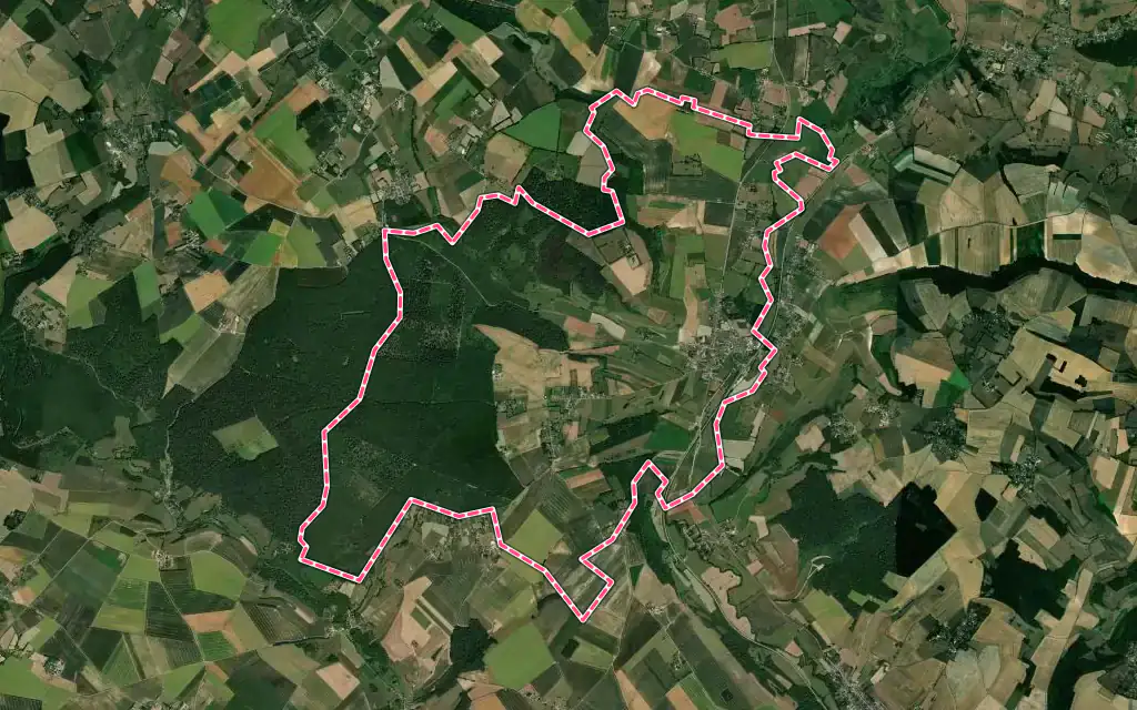 Vue satellite de Neuf-Marché avec ses contours administratifs
