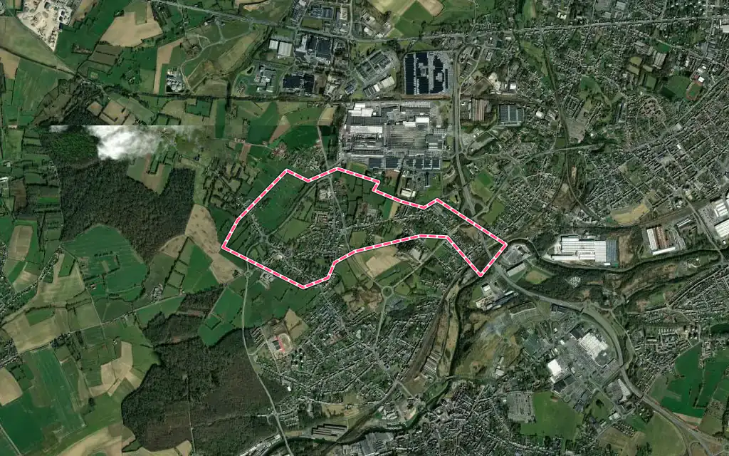 Vue satellite de Neuf-Mesnil avec ses contours administratifs