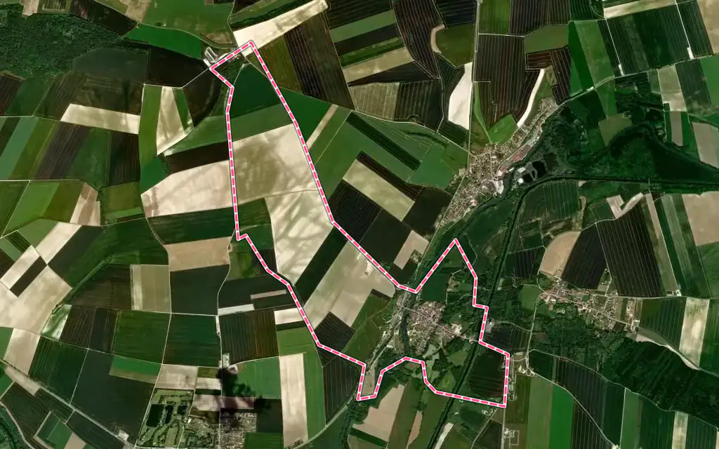 Vue satellite de Neufchâtel-sur-Aisne avec ses contours administratifs