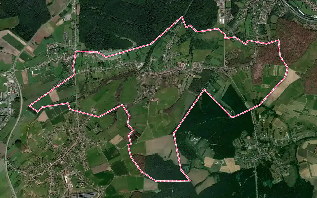 Vue satellite de Neufgrange avec ses contours administratifs