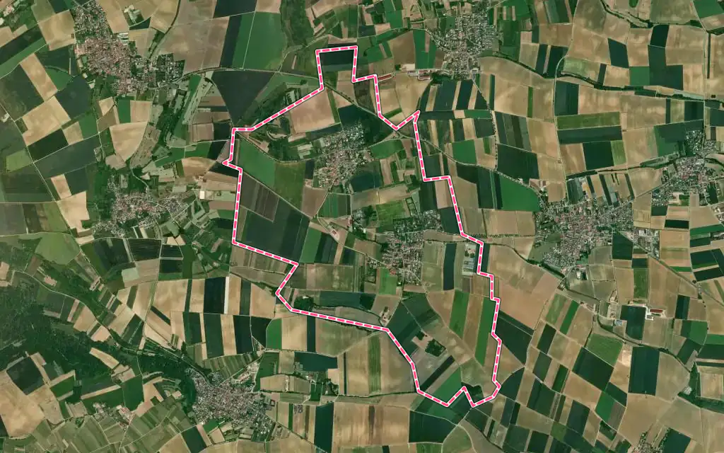 Vue satellite de Neugartheim-Ittlenheim avec ses contours administratifs