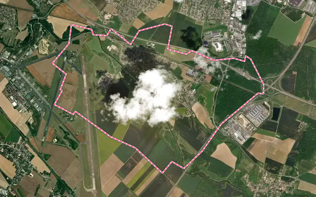 Vue satellite de Neuilly-Crimolois avec ses contours administratifs