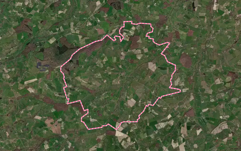 Vue satellite de Neuilly-en-Donjon avec ses contours administratifs