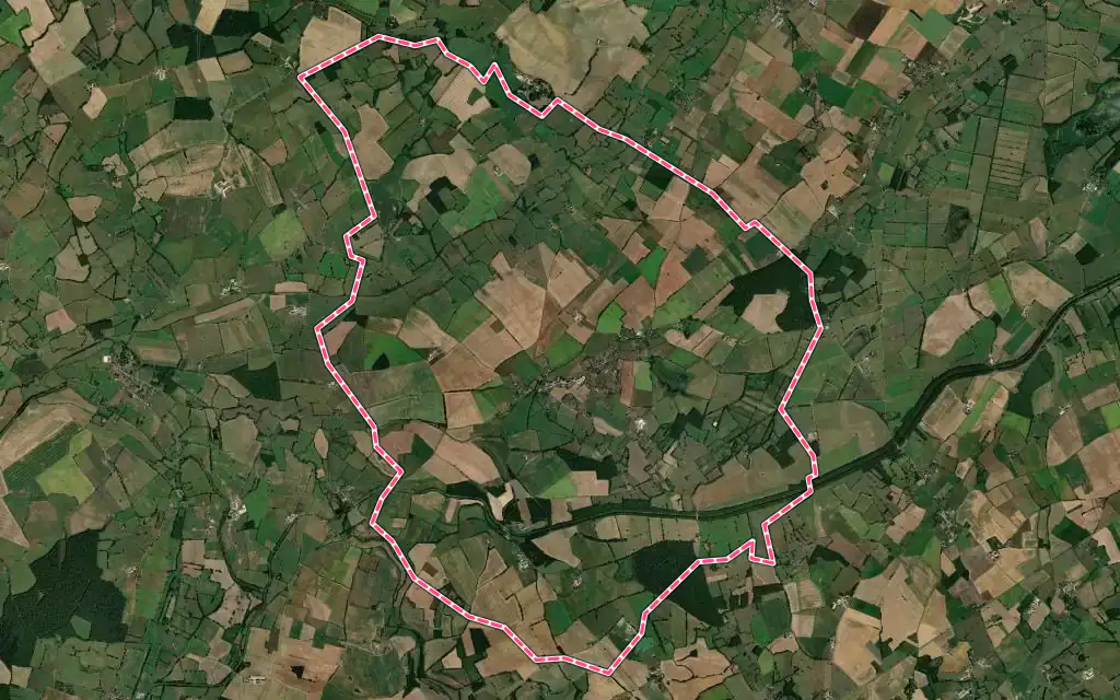 Vue satellite de Neuilly-en-Dun avec ses contours administratifs