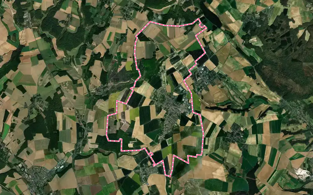 Vue satellite de Neuilly-en-Thelle avec ses contours administratifs
