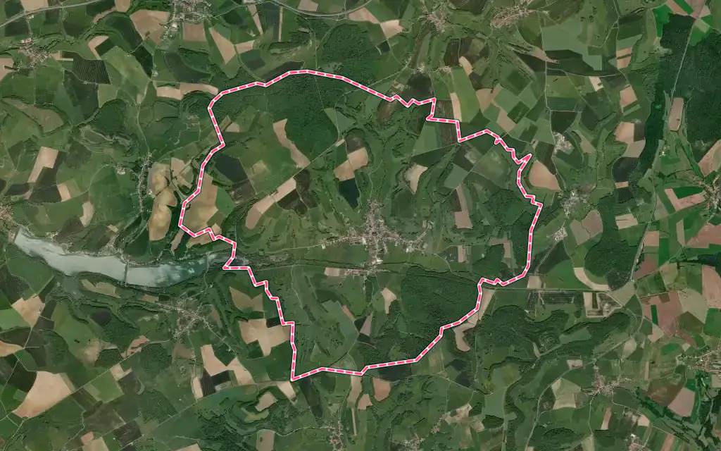 Vue satellite de Neuilly-l'Évêque avec ses contours administratifs