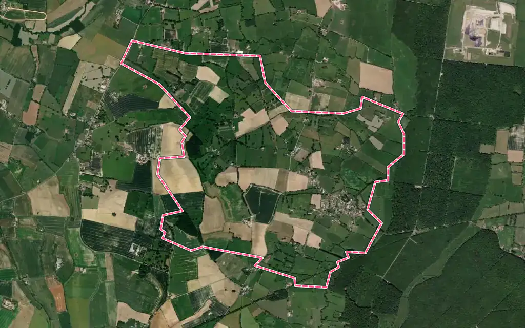 Vue satellite de Neuilly-le-Bisson avec ses contours administratifs