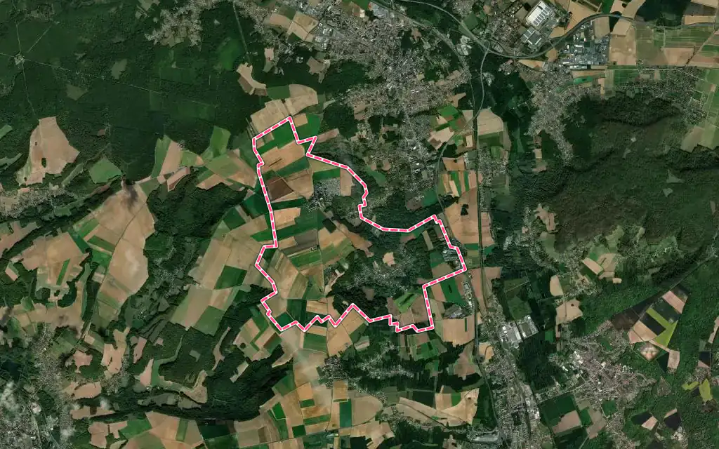 Vue satellite de Neuilly-sous-Clermont avec ses contours administratifs