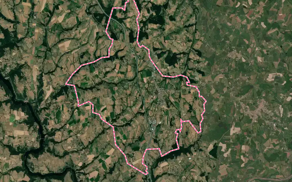 Vue satellite de Neulise avec ses contours administratifs