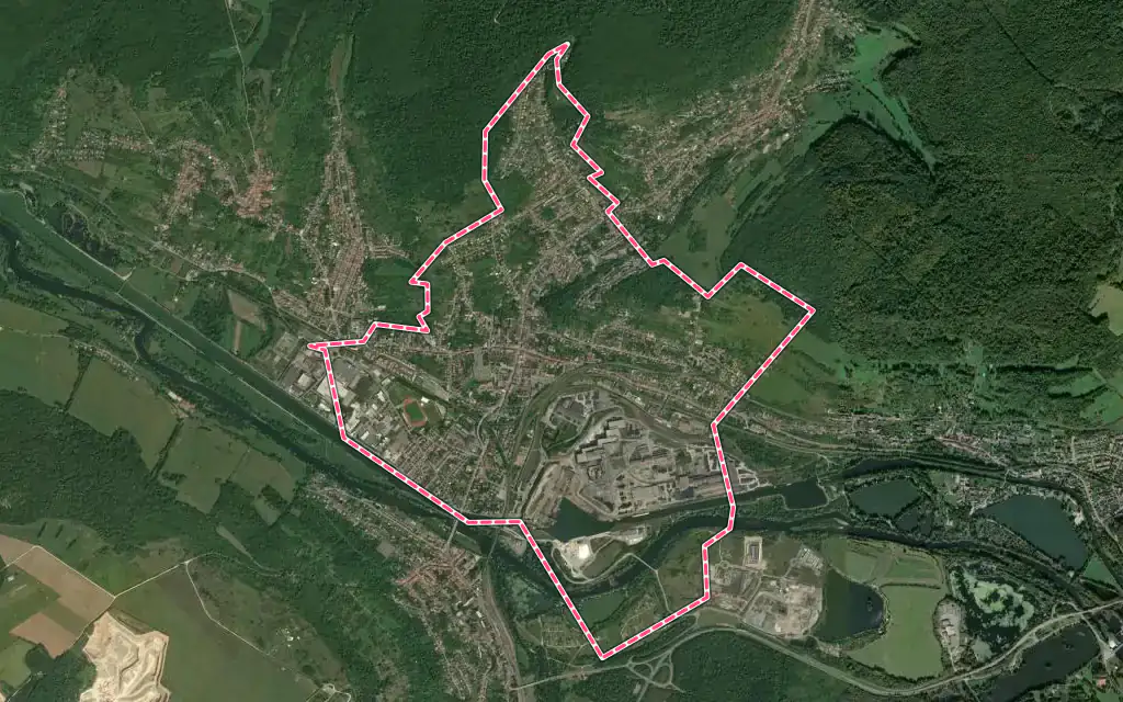 Vue satellite de Neuves-Maisons avec ses contours administratifs