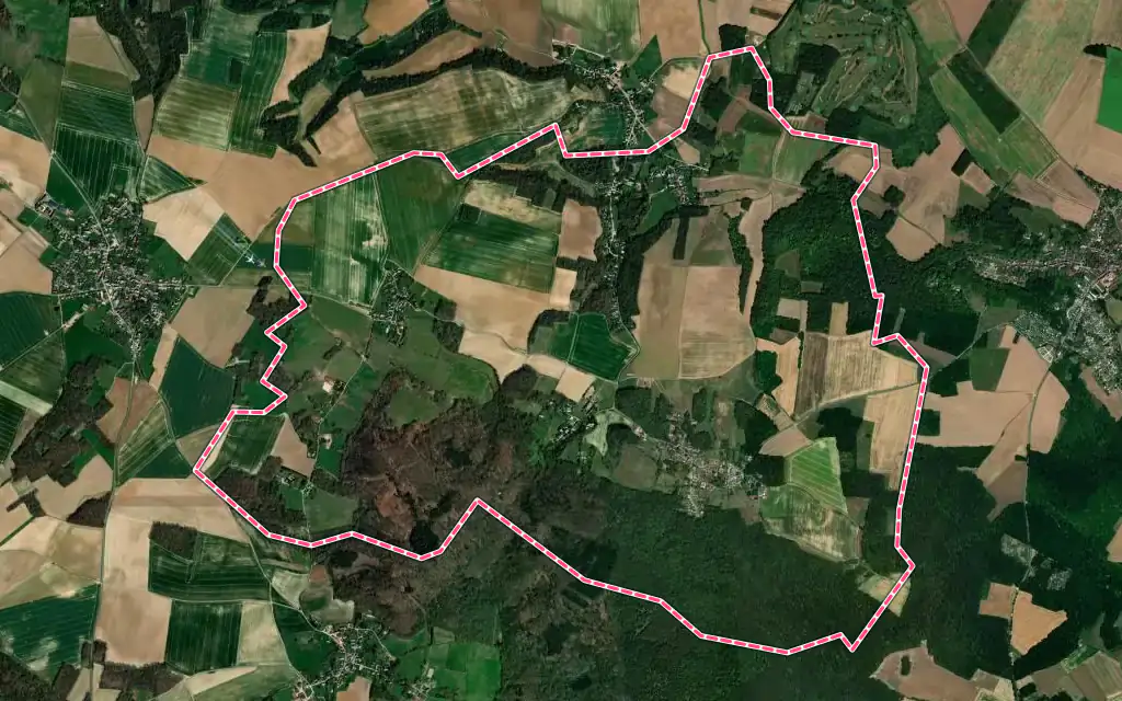 Vue satellite de Neuville-Bosc avec ses contours administratifs
