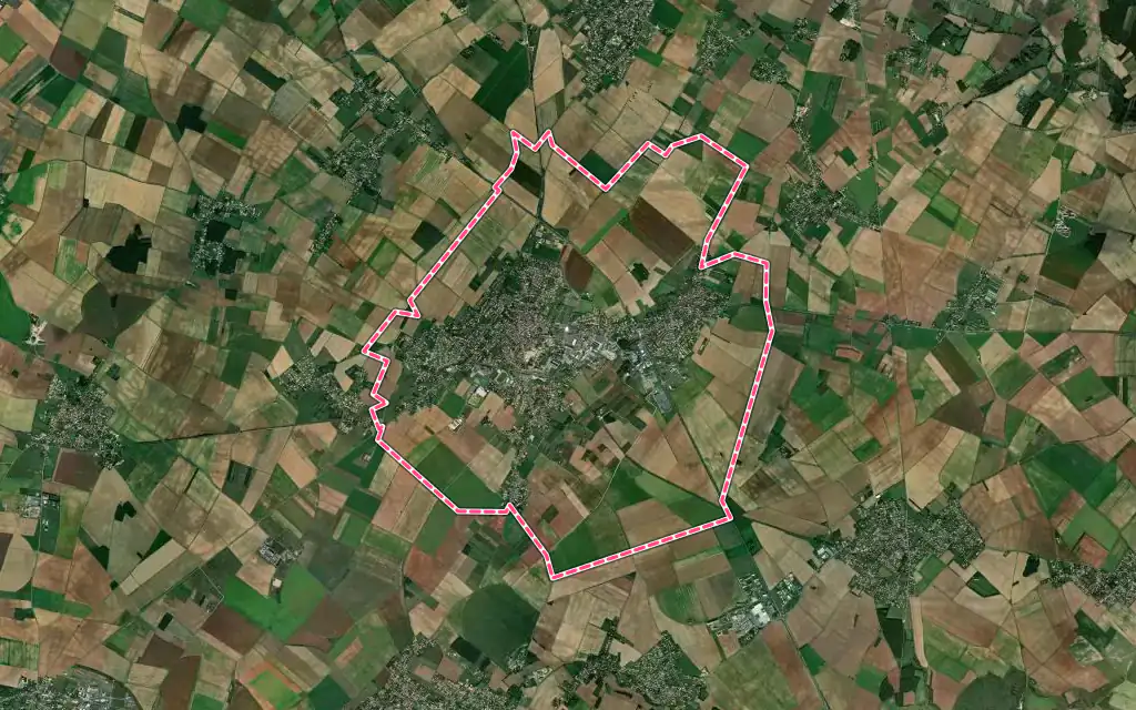 Vue satellite de Neuville-de-Poitou avec ses contours administratifs