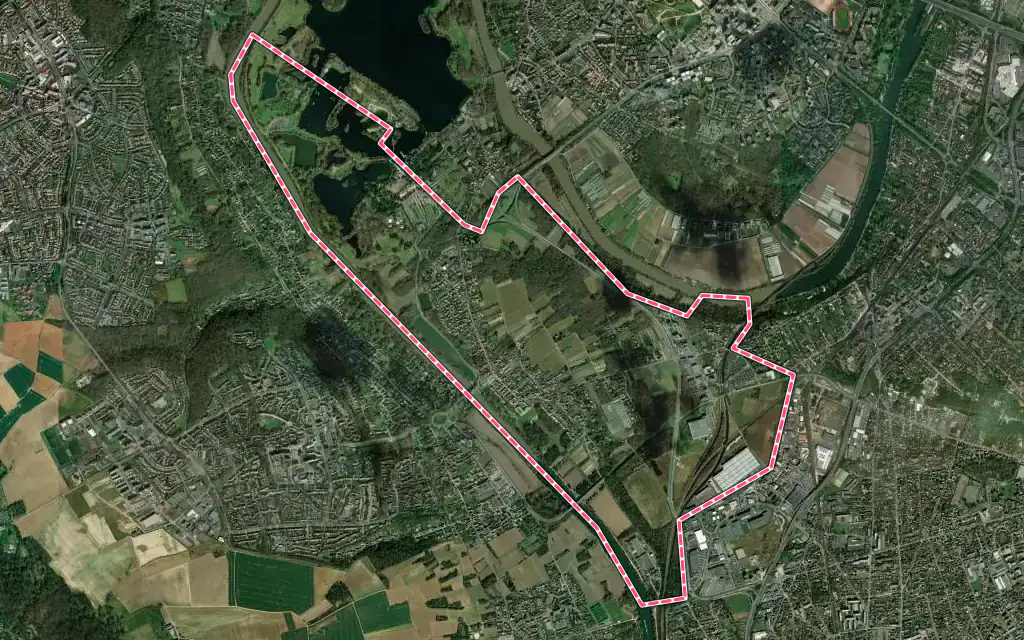 Vue satellite de Neuville-sur-Oise avec ses contours administratifs