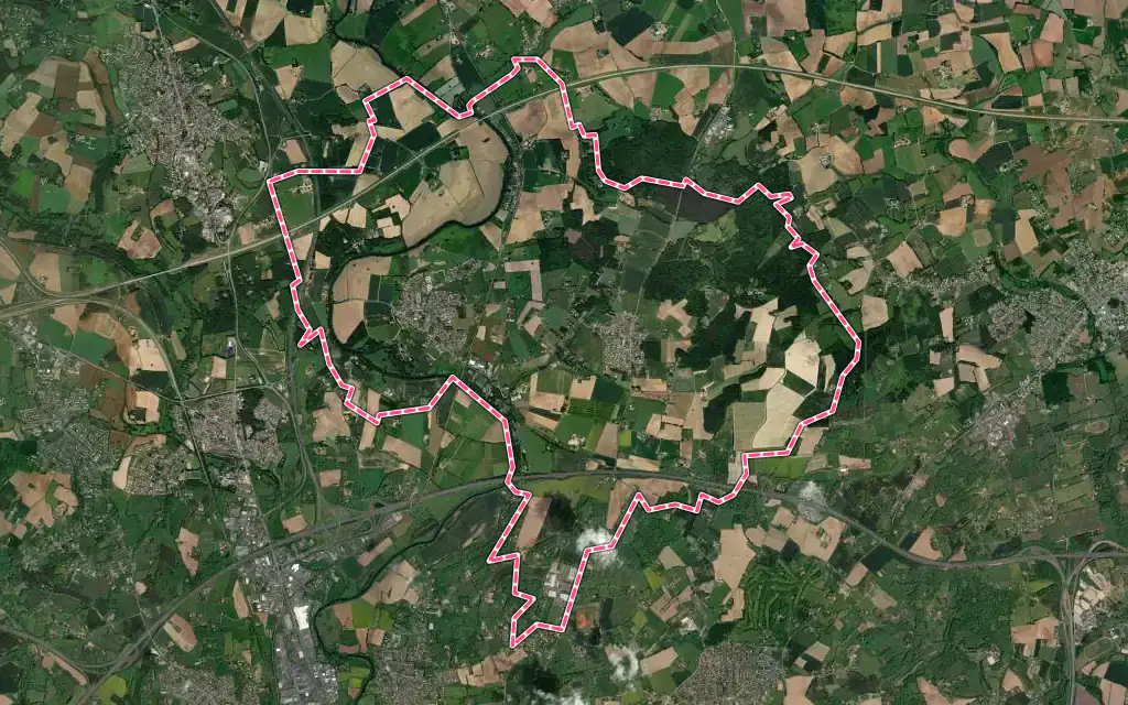 Vue satellite de Neuville-sur-Sarthe avec ses contours administratifs
