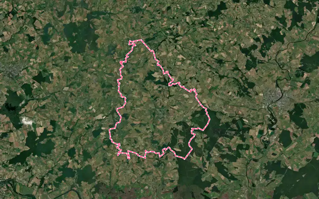 Vue satellite de Neuvy-Grandchamp avec ses contours administratifs