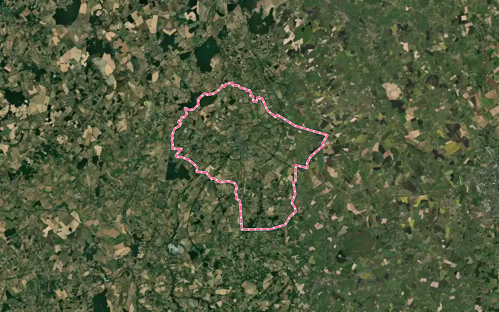 Vue satellite de Neuvy-Saint-Sépulchre avec ses contours administratifs