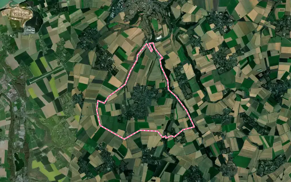 Vue satellite de Néville avec ses contours administratifs