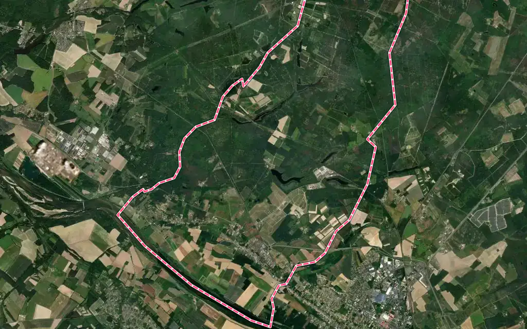 Vue satellite de Nevoy avec ses contours administratifs
