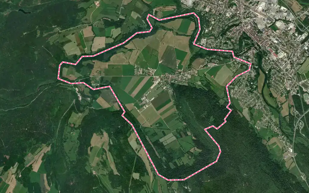 Vue satellite de Ney avec ses contours administratifs