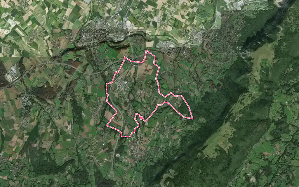 Vue satellite de Neydens avec ses contours administratifs