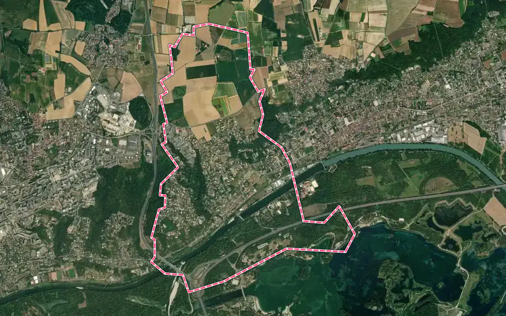 Vue satellite de Neyron avec ses contours administratifs