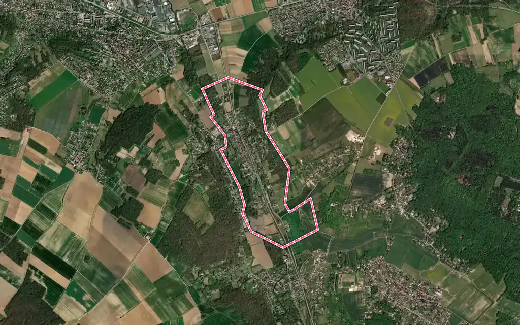 Vue satellite de Nézel avec ses contours administratifs