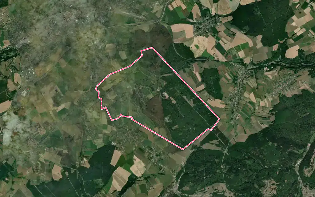 Vue satellite de Niderviller avec ses contours administratifs