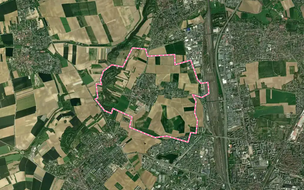 Vue satellite de Niederhausbergen avec ses contours administratifs