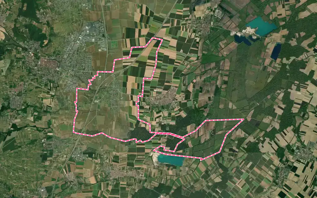 Vue satellite de Niedernai avec ses contours administratifs
