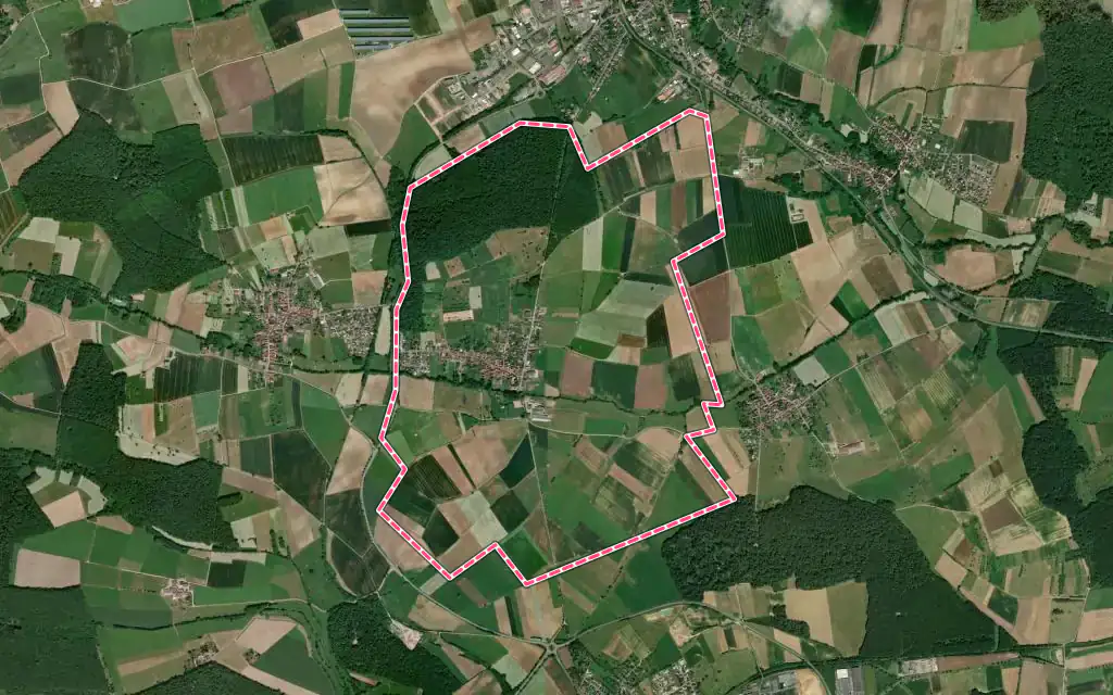 Vue satellite de Niedersoultzbach avec ses contours administratifs