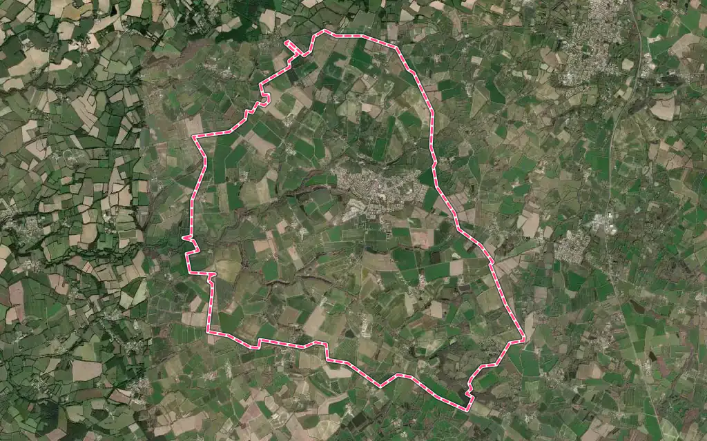 Vue satellite de Nieul-le-Dolent avec ses contours administratifs