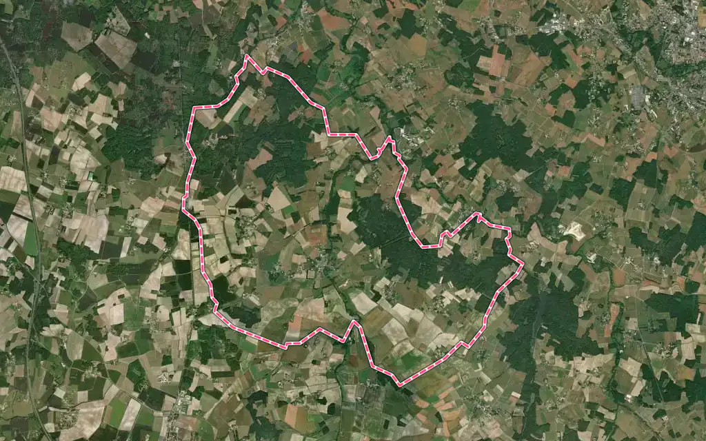 Vue satellite de Nieul-le-Virouil avec ses contours administratifs