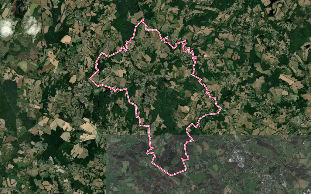 Vue satellite de Nieul avec ses contours administratifs