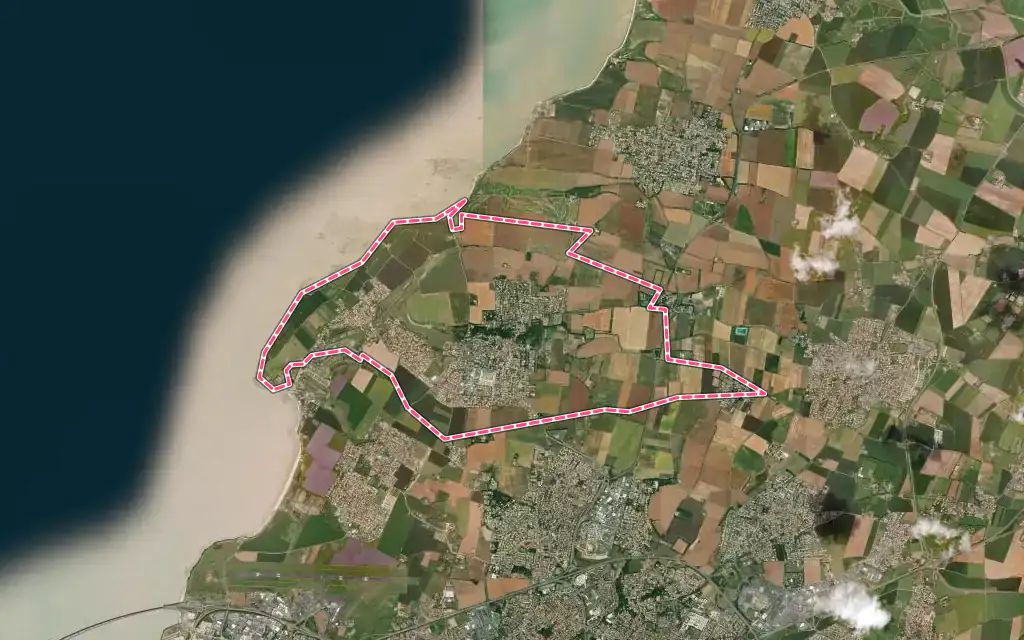 Vue satellite de Nieul-sur-Mer avec ses contours administratifs