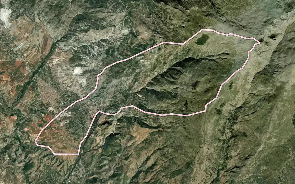 Vista satélite de Nigüelas con su contorno administrativo