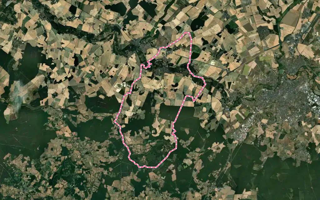 Vue satellite de Niherne avec ses contours administratifs