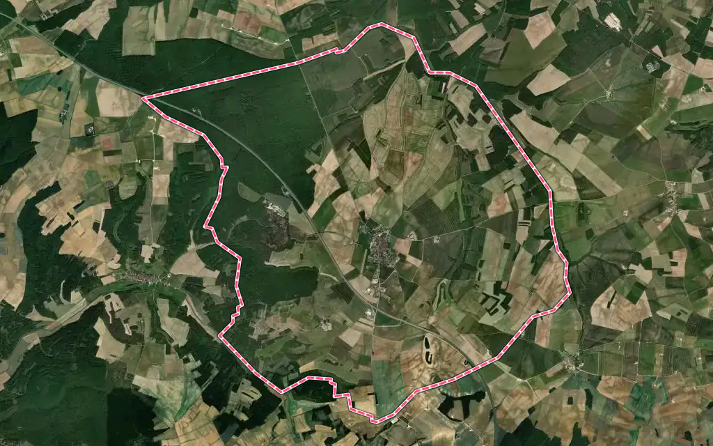 Vue satellite de Nitry avec ses contours administratifs