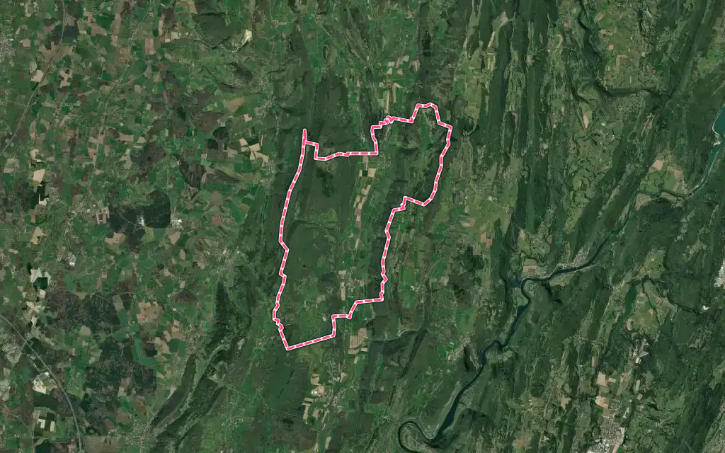 Vue satellite de Nivigne et Suran avec ses contours administratifs
