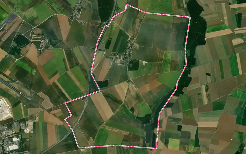 Vue satellite de Nivillers avec ses contours administratifs