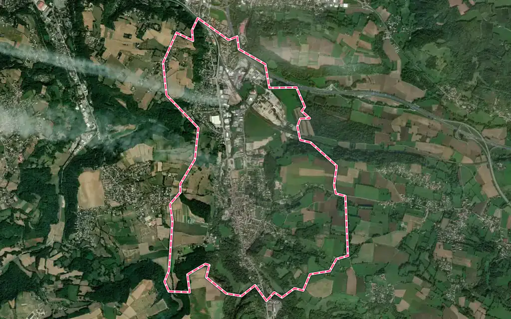 Vue satellite de Nivolas-Vermelle avec ses contours administratifs