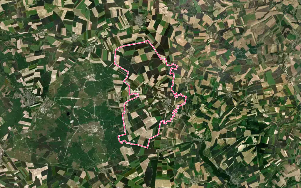 Vue satellite de Nizy-le-Comte avec ses contours administratifs