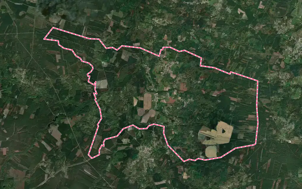 Vue satellite de Noaillan avec ses contours administratifs