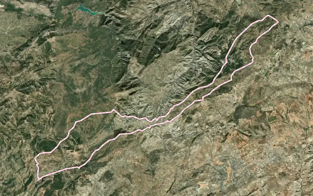 Vista satélite de Noalejo con su contorno administrativo