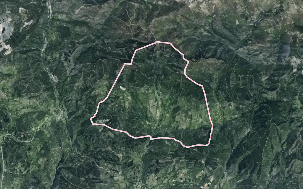 Vista satélite de Noceda del Bierzo con su contorno administrativo