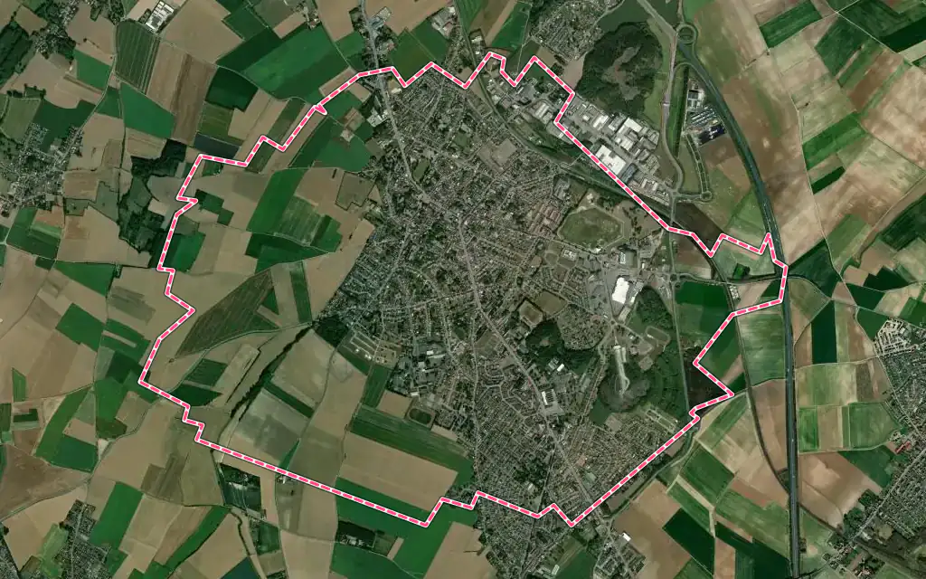 Vue satellite de Nœux-les-Mines avec ses contours administratifs